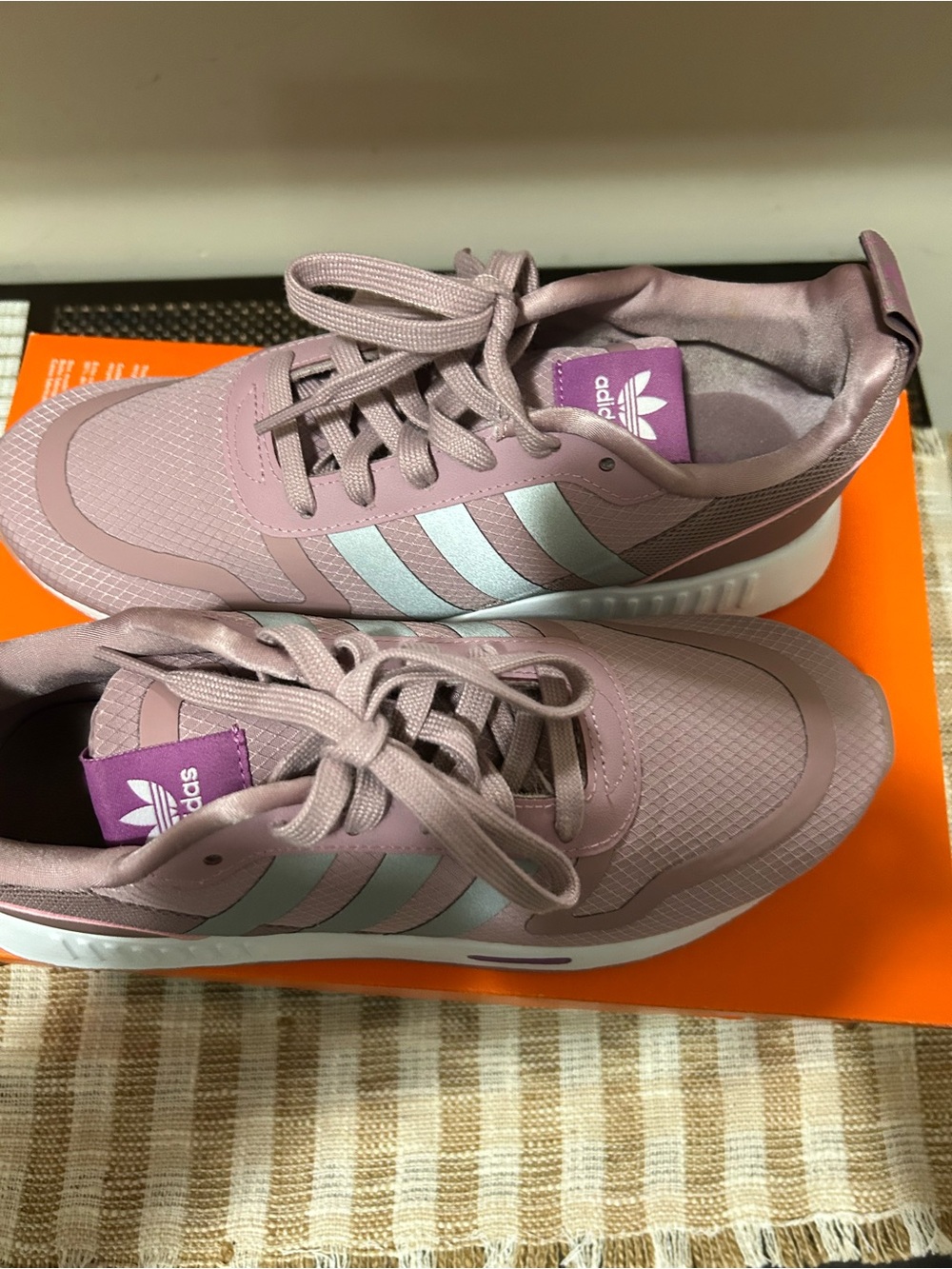 adidas Women’s Mauve Lavender Sneakers with White Stripes